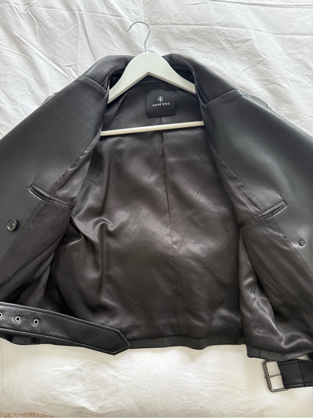 Anine Bing Black Leather Double-Breasted Jacket - Picture 9 of 10